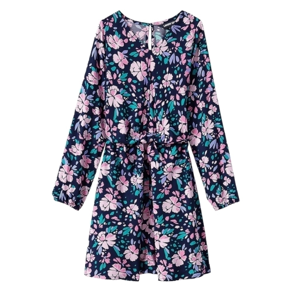 Lands' End Girls Tie Front Dress